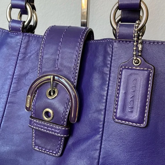 Coach Purple Leather Soho East West Shoulder bag - Picture 9 of 12